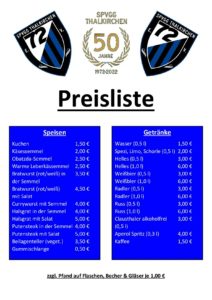 50-Jahrfeier Preisliste